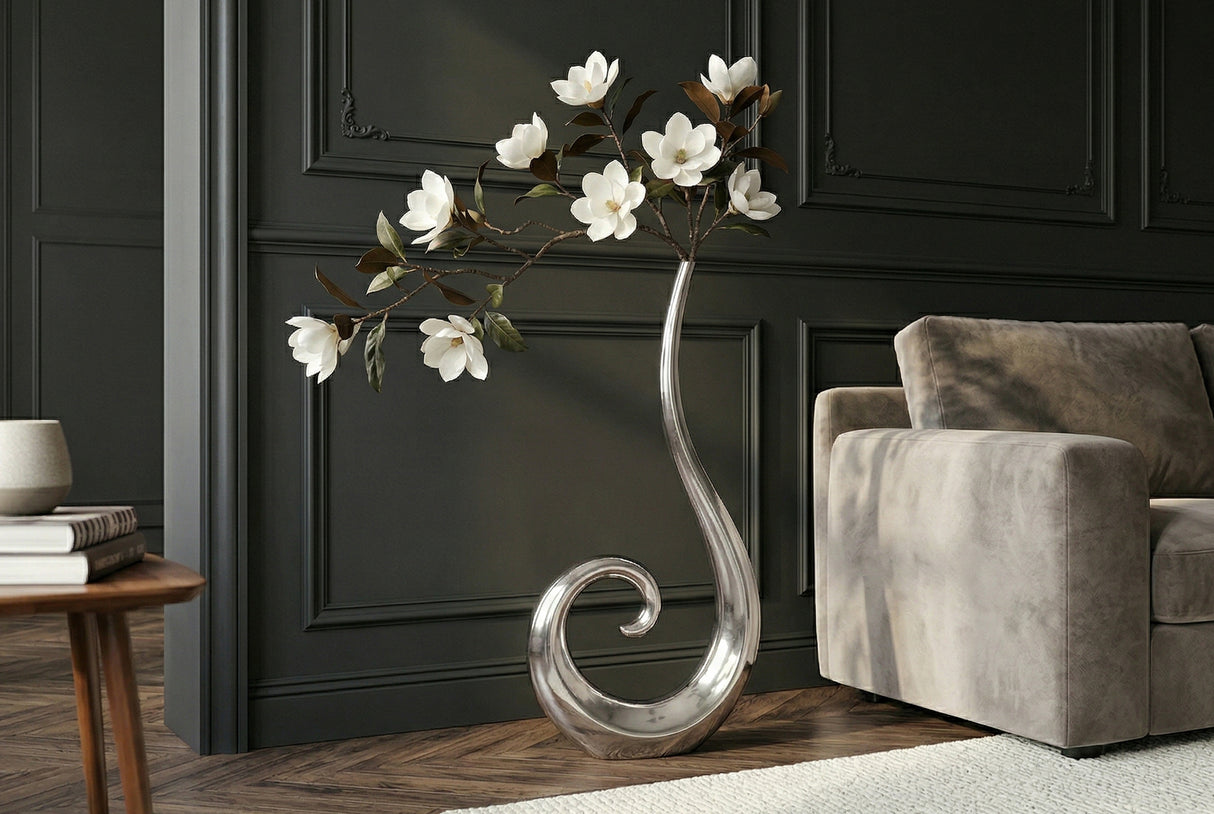 Vase WAVE XL 106cm silber aluminium