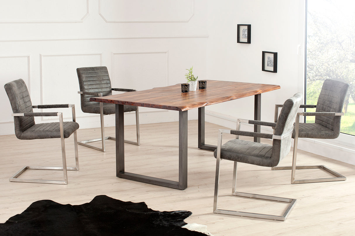 Freischwinger LOFT mit Armlehnen Mikrofaser antikgrau