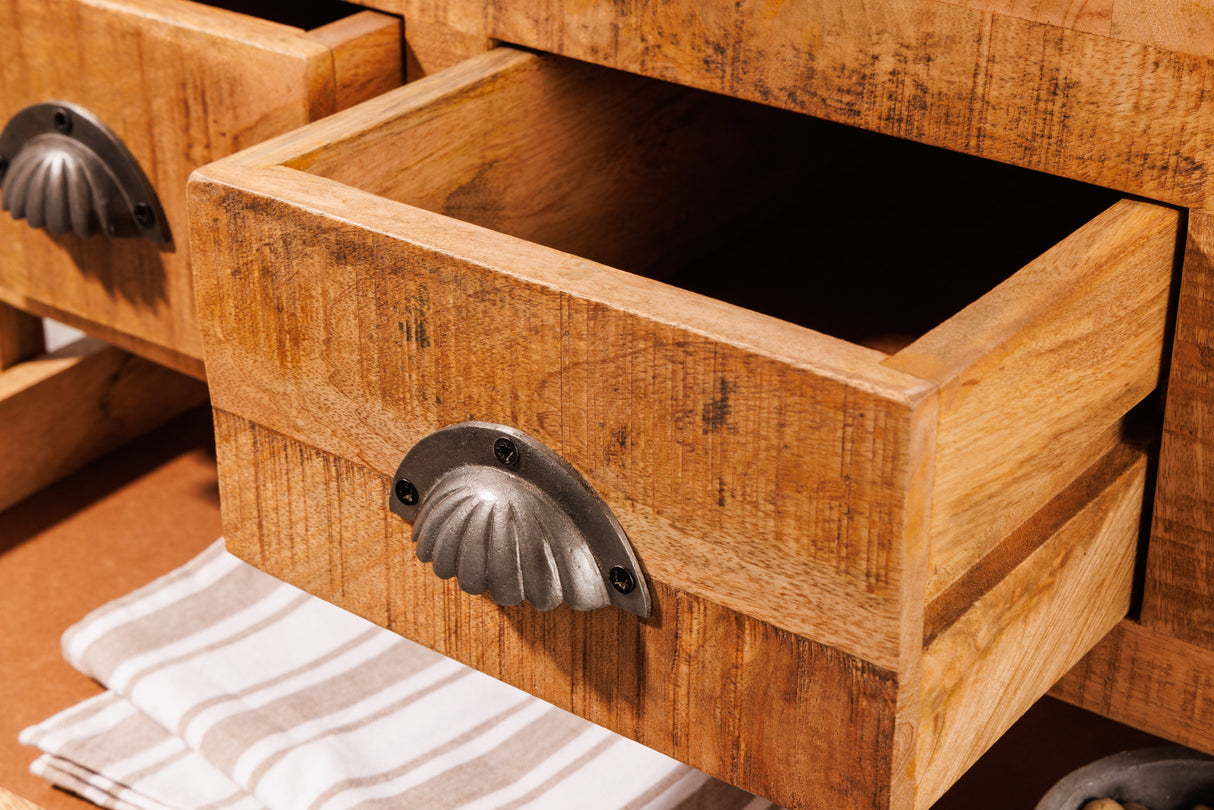 Barschrank BODEGA 90cm mit Rollen Mangoholz