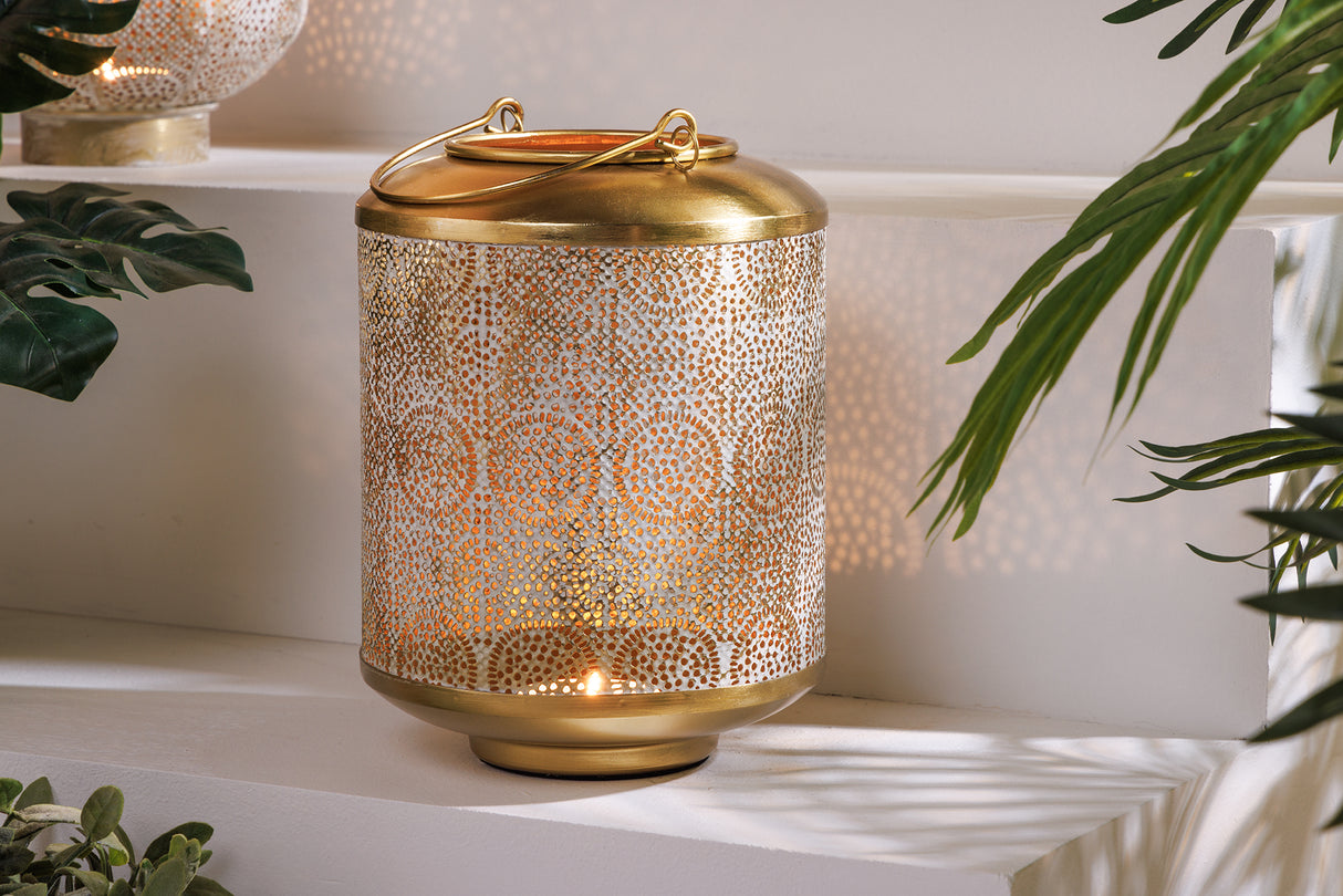 Lantern ORIENT 25cm gold with patina