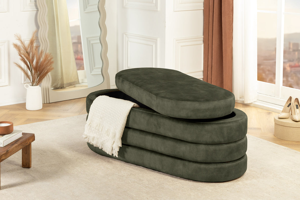 Bench chest VOQUE 115cm velvet green w/ storage space bench seat