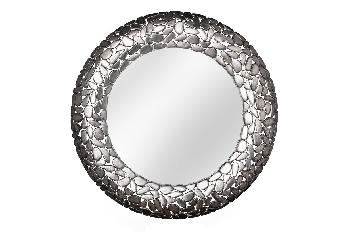 Wall Mirror STONE MOSAIC XL Ø 82cm silver