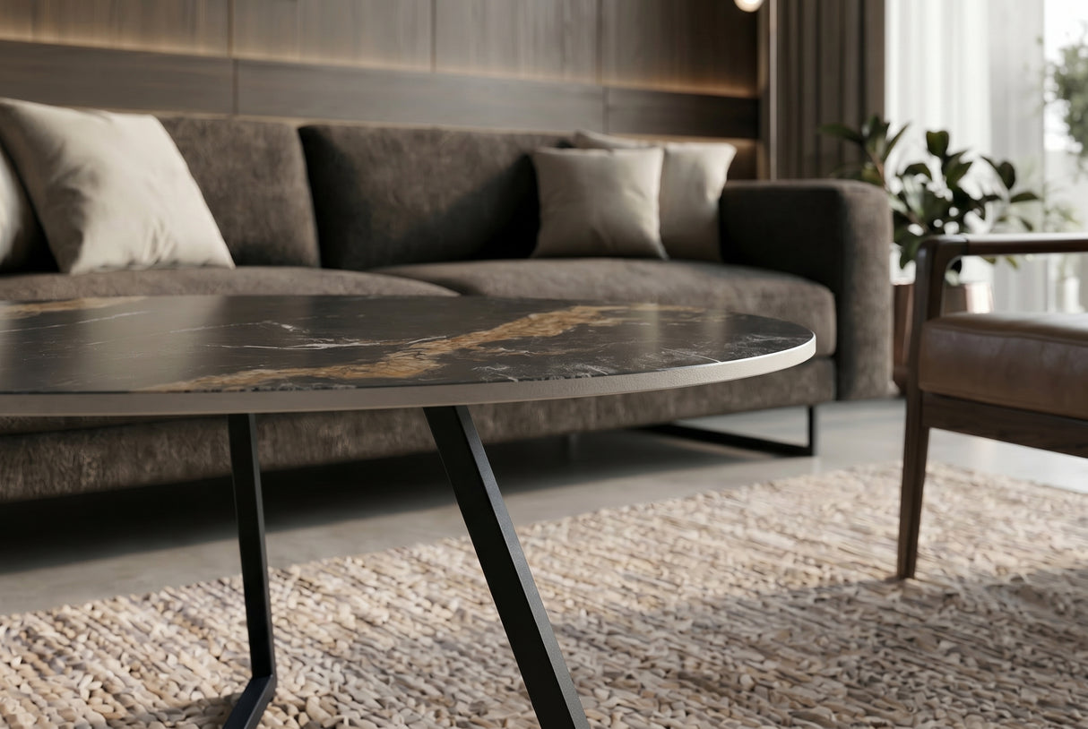 Coffee table MARVELOUS 70cm aurora oro ceramic black gold sand