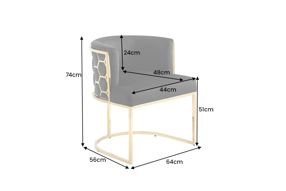Stuhl ELEGANCE, Samt schwarz, mit goldenem Edelstahlgestell