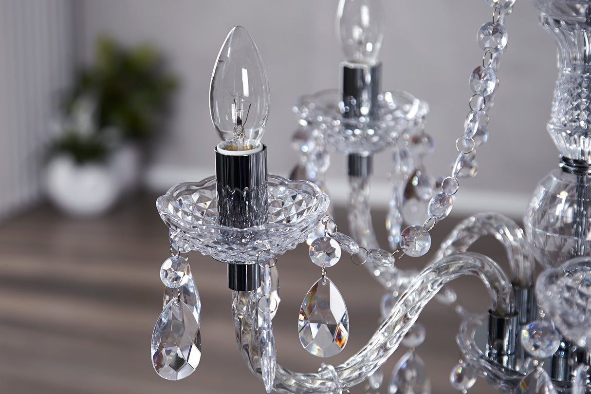 Chandelier DIAMONDS 5-armed clear acrylic