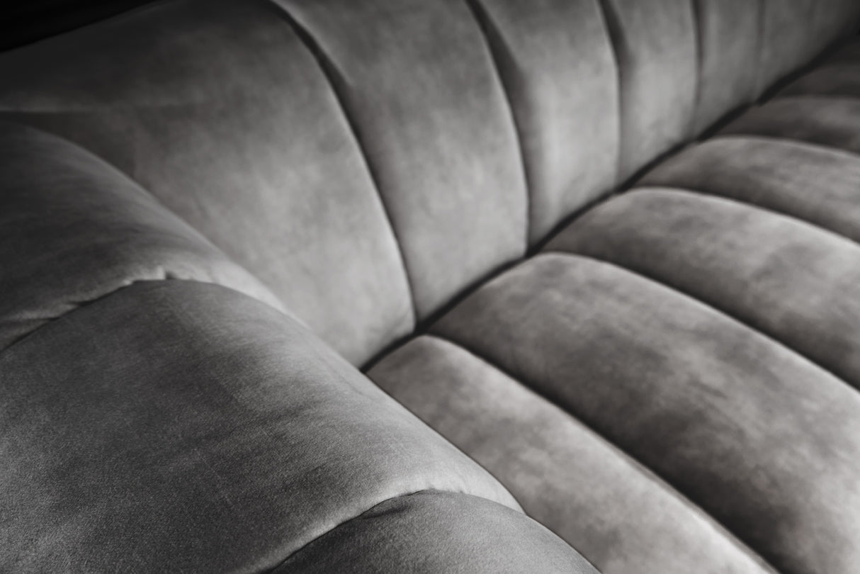 Sofa NOBLESSE 225cm 3-seater velvet grey w/ black feet