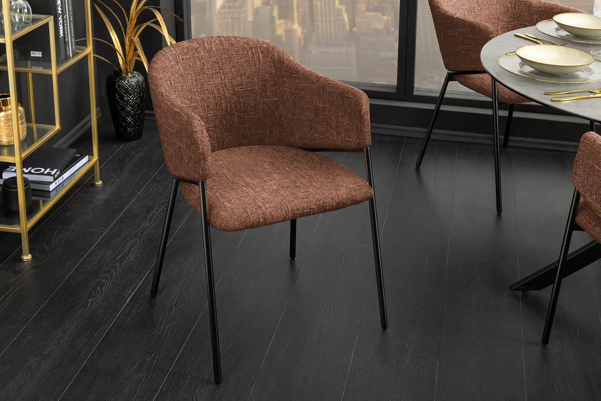 Stuhl NOBLESSE mit Armlehnen braun schwarze Beine