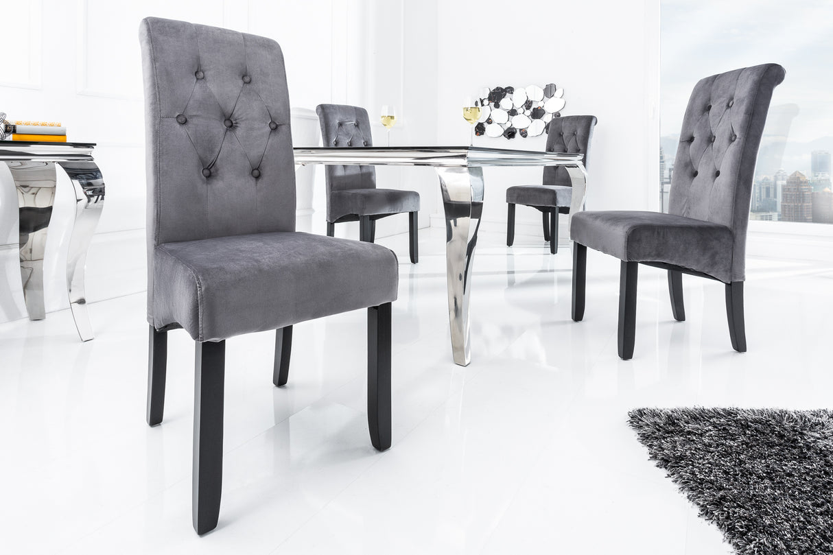 Stuhl CASA mit Nackenrolle Samt grau