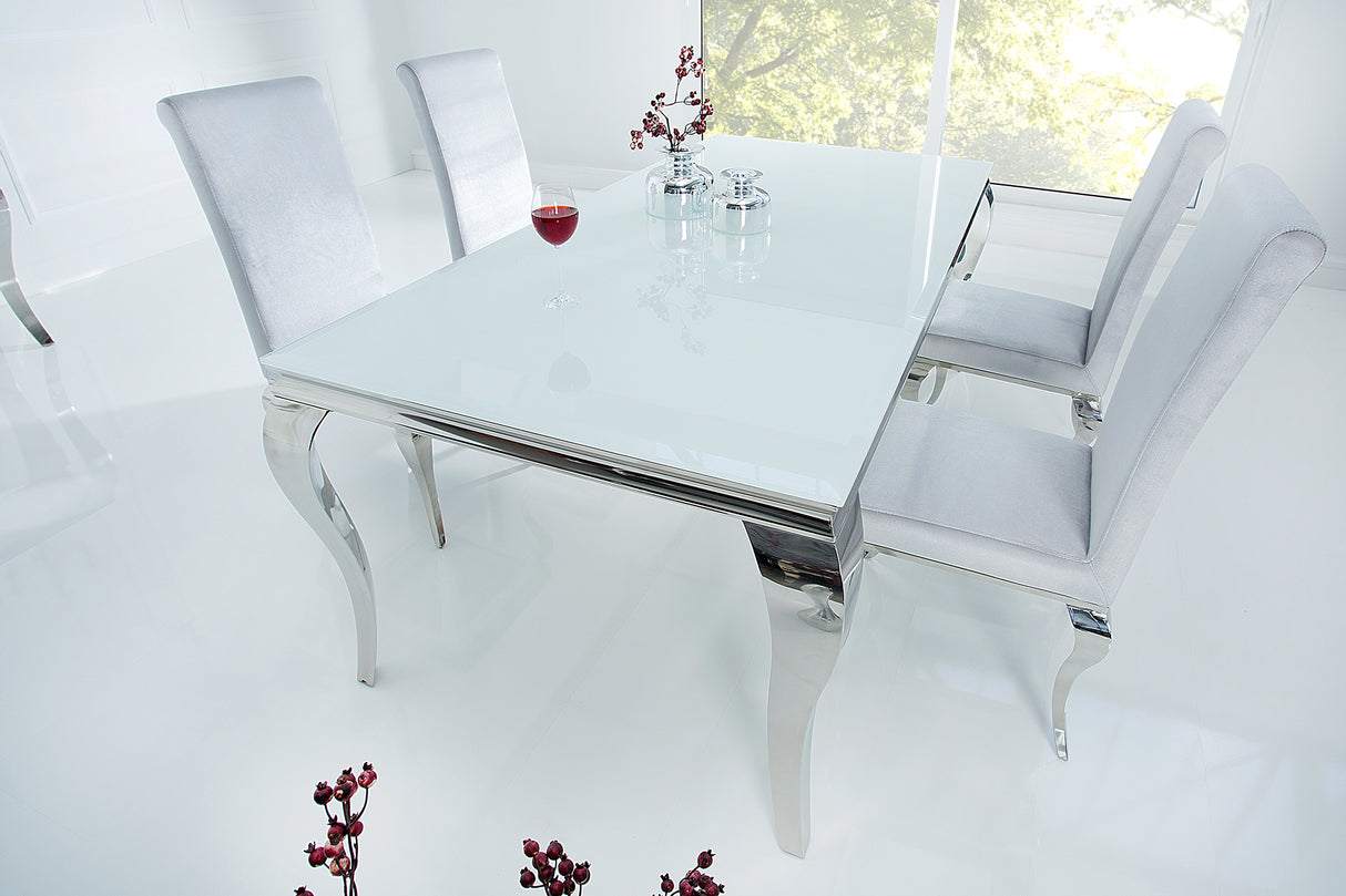 Esstisch MODERN BAROCK 180cm Hartglas weiß