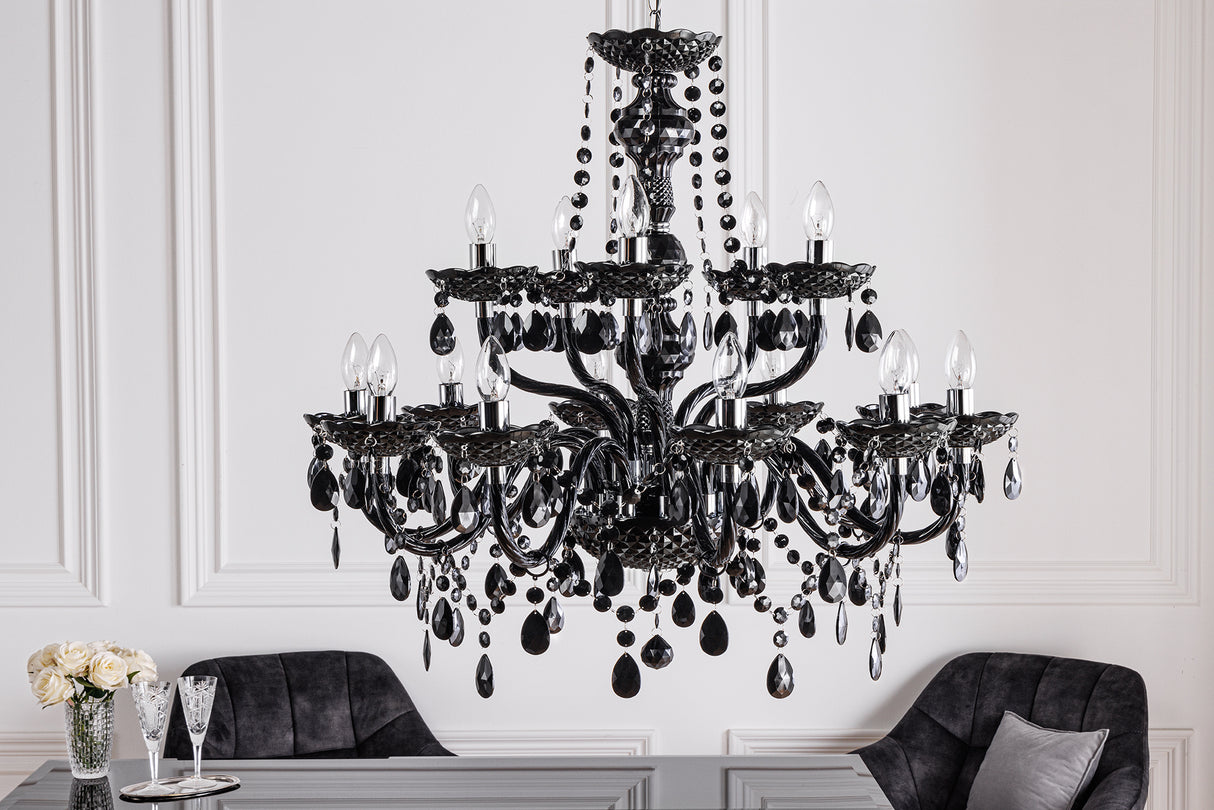 Chandelier DIAMONDS 15-armed black acrylic