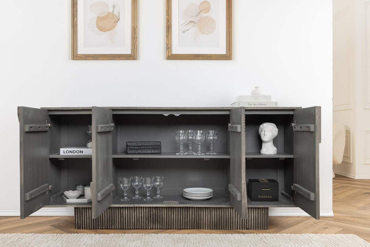 Sideboard ART DECO 170cm 3D Mangoholz Rauchgrau Optik