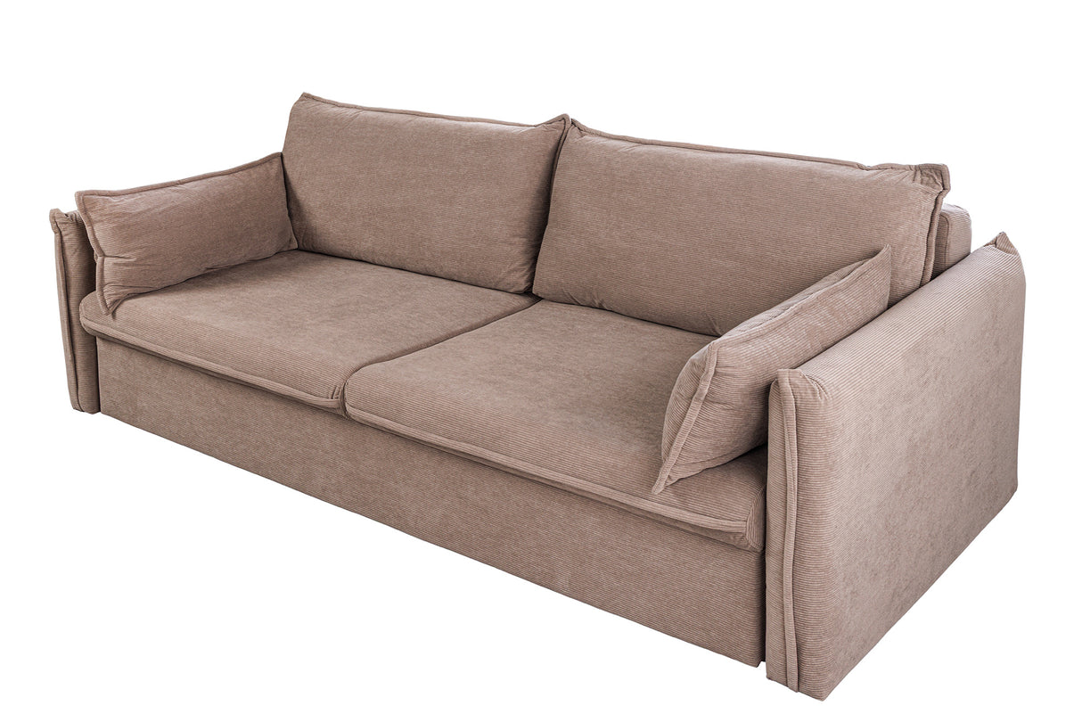 Schlafsofa APARTMENT 215cm 3-Sitzer Cord Taupe mit Stauraum