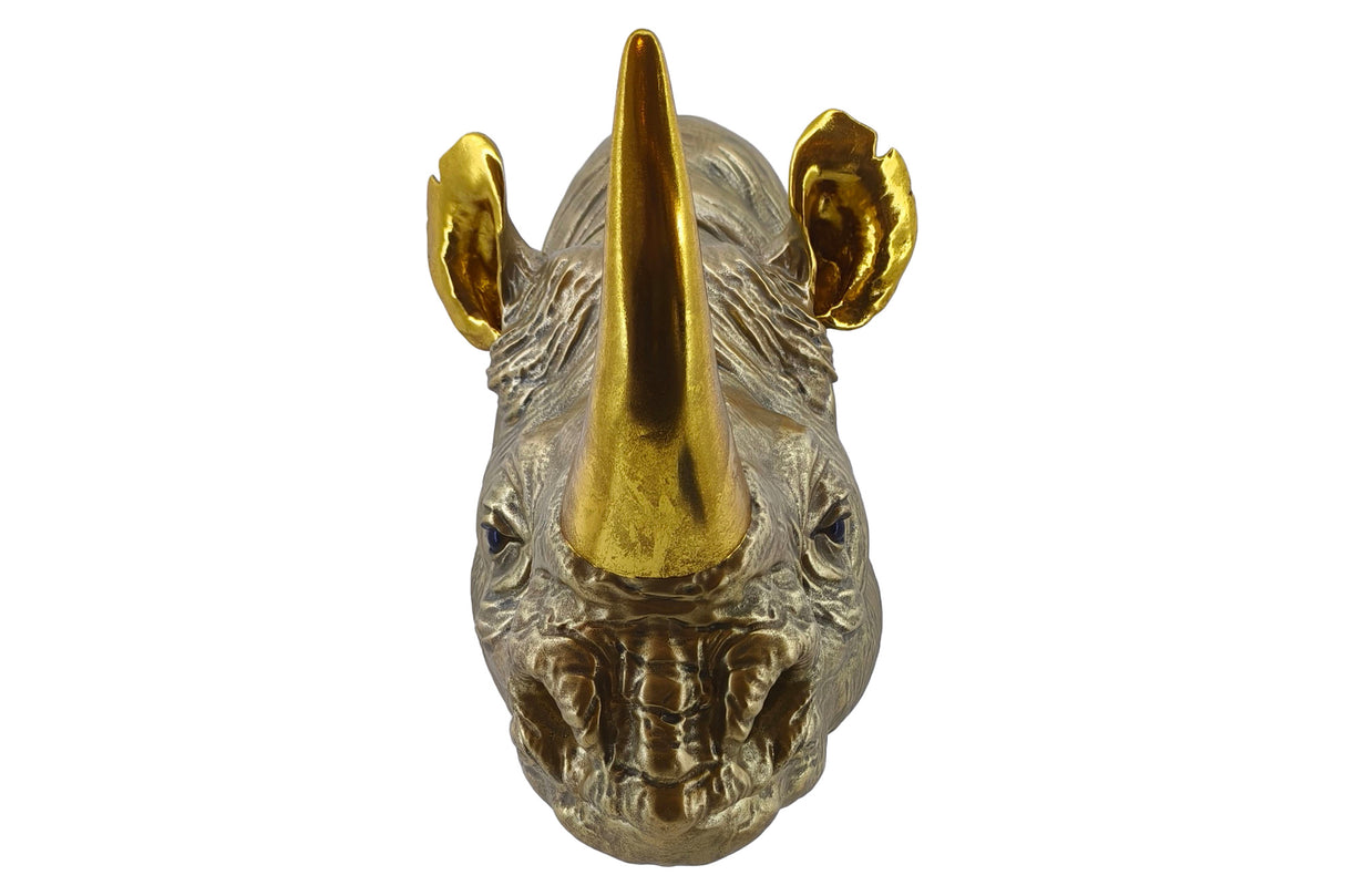 Wall decoration RHINO 40cm handmade gold