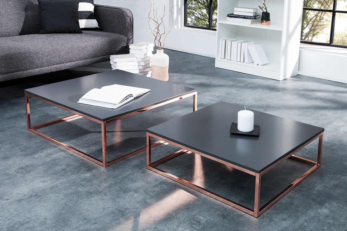 Couchtisch ELEMENTS 65-75cm 2er Set Anthrazit Kupfer