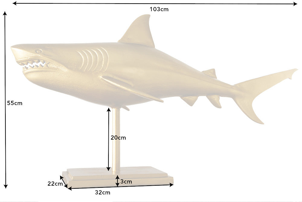 Deko Skulptur HAI 100cm gold