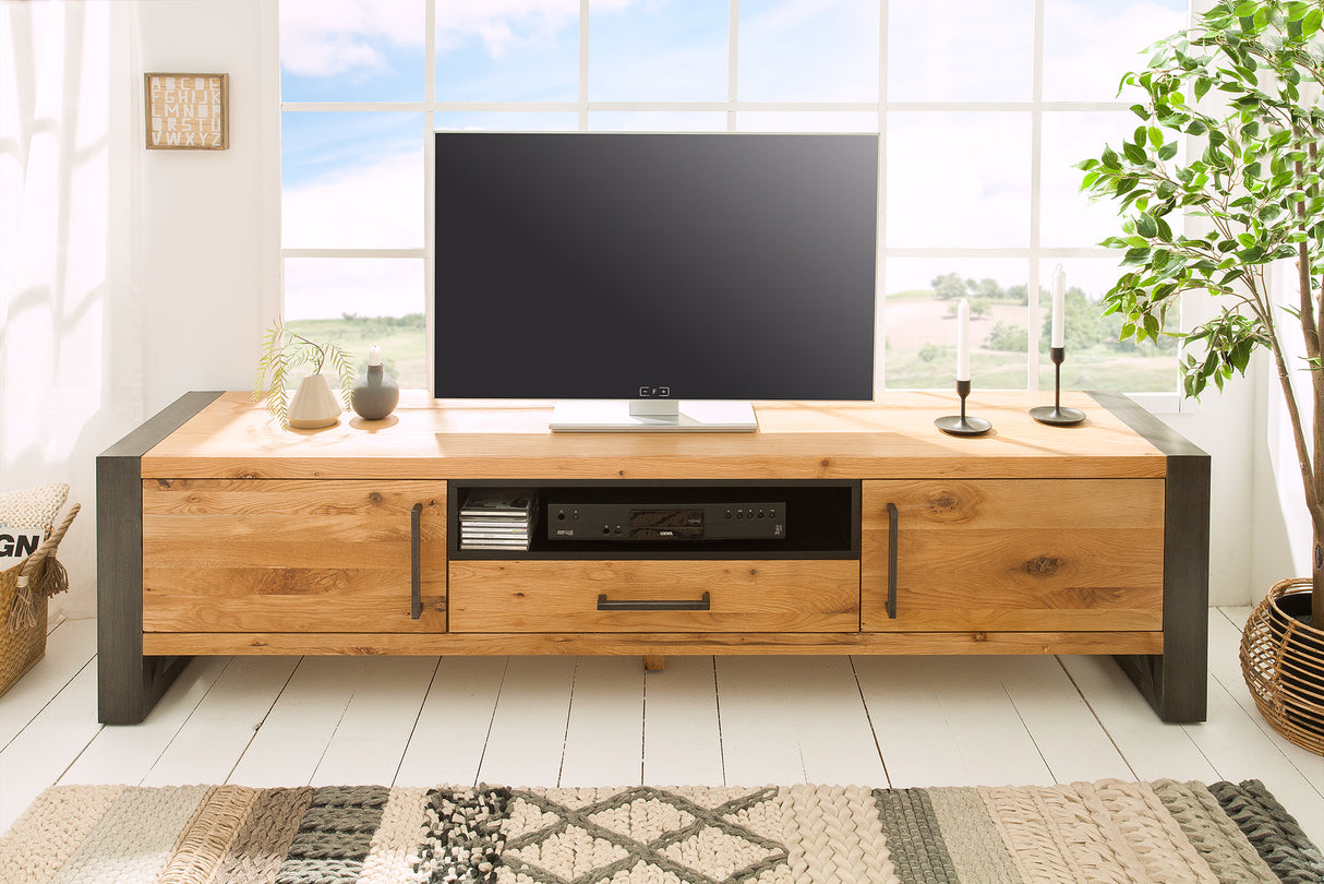 TV-Lowboard THOR 200cm wild oak wood industrial style