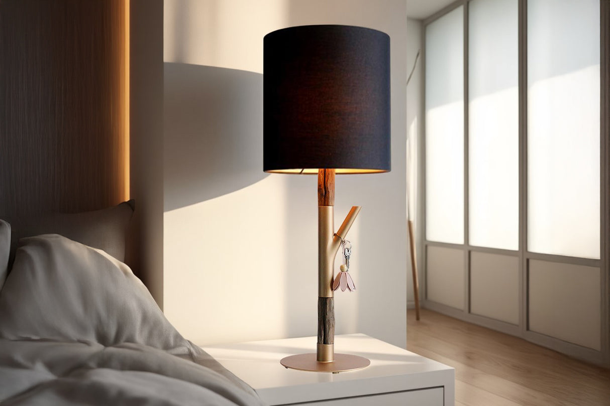 Table lamp JEWELRY 75cm sustained frame natural gold lampshade black