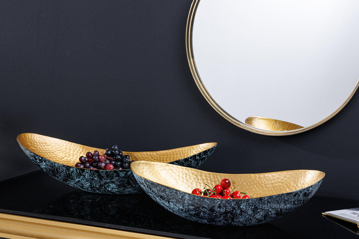 Dekoschale ABSTRACT ORIENT 43-54cm mit Hammerschlageffekt Gold und Patina