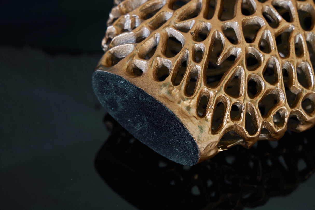 Vase ABSTRACT LEAF 30+40cm set of 2 gold
