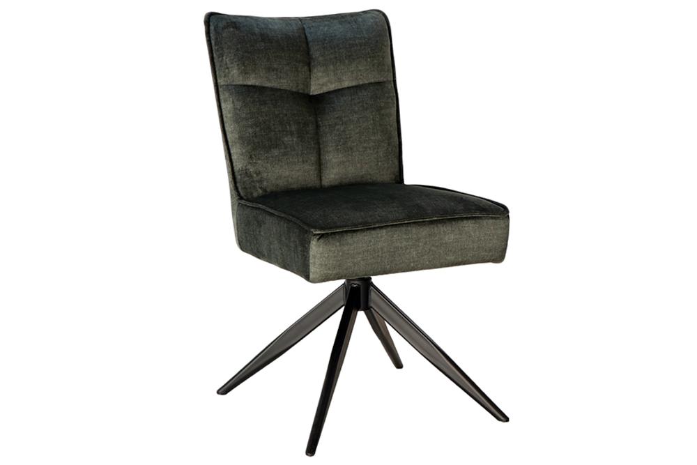 Swivel chair LUGANO 360° auto-return 150 kg load capacity spring core velour velvet moss green black