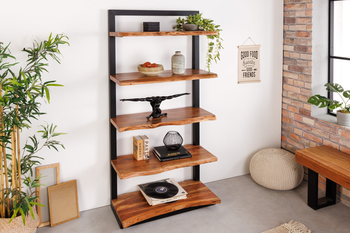 Shelf MAMMUT 180cm acacia wood natural and metal black