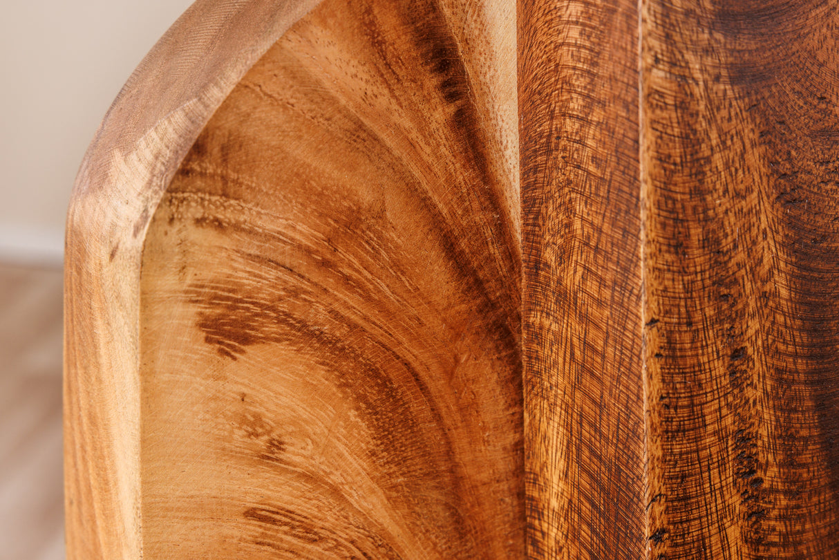 Table lamp LOVERS 60cm natural raintree wood lampshade bouclé white