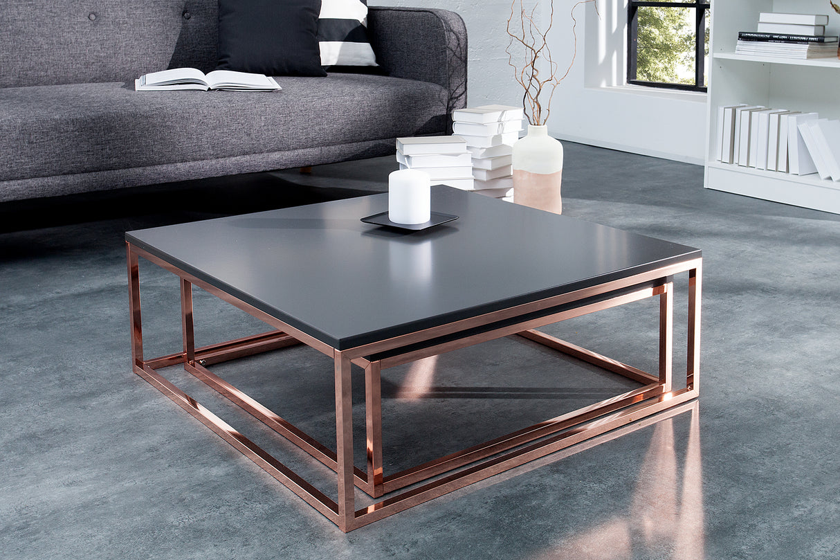 Couchtisch ELEMENTS 65-75cm 2er Set Anthrazit Kupfer