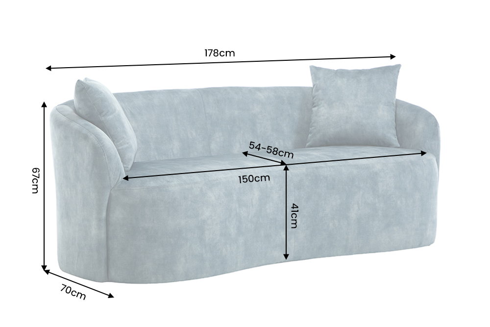 Sofa ELEMENTAL 180cm 2-seater velvet petrol