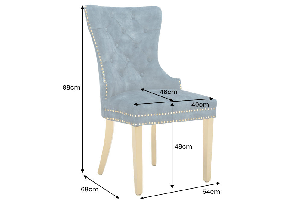 Chair CASTLE w/ lion´s head handle velvet petrol golden legs in baroque style