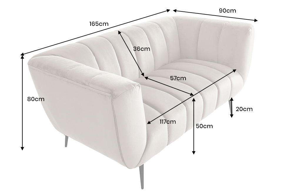 Sofa NOBLESSE 165cm 2-seater textured velvet champagne w/ black feet