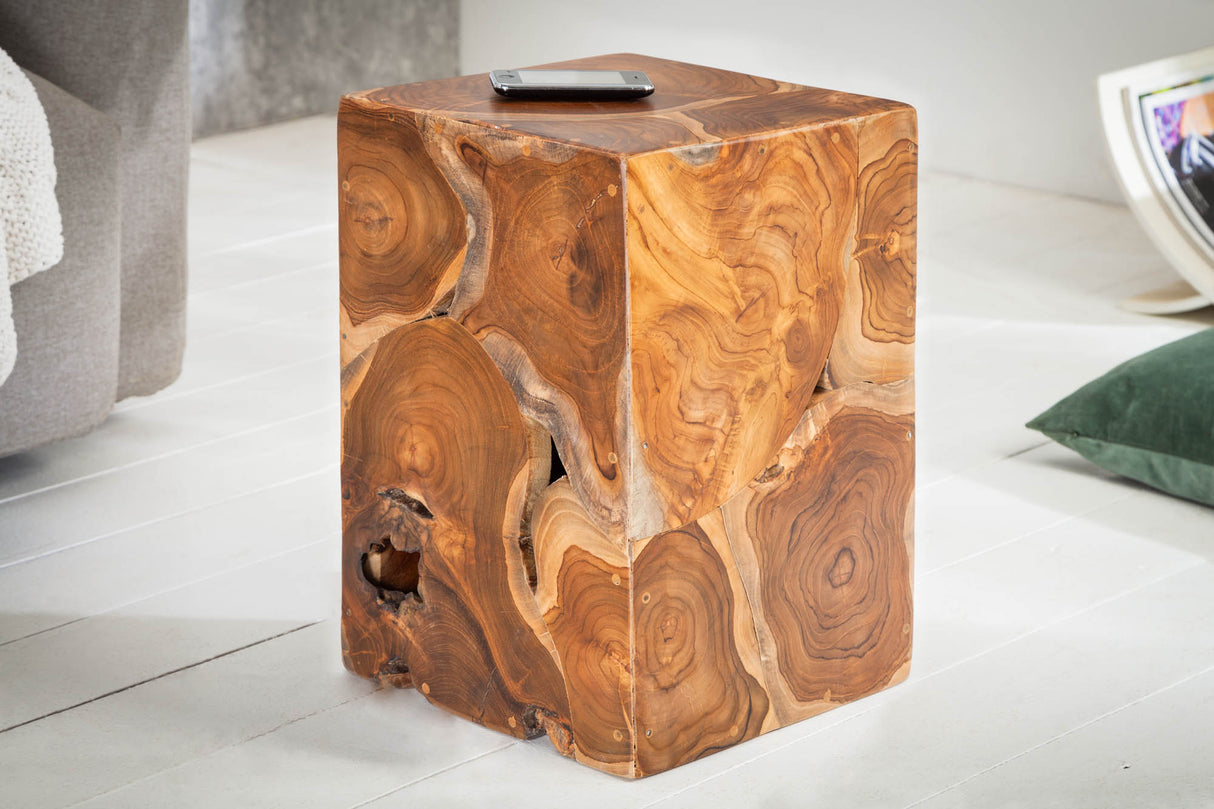 Side table stool SQUARE 30cm teak wood