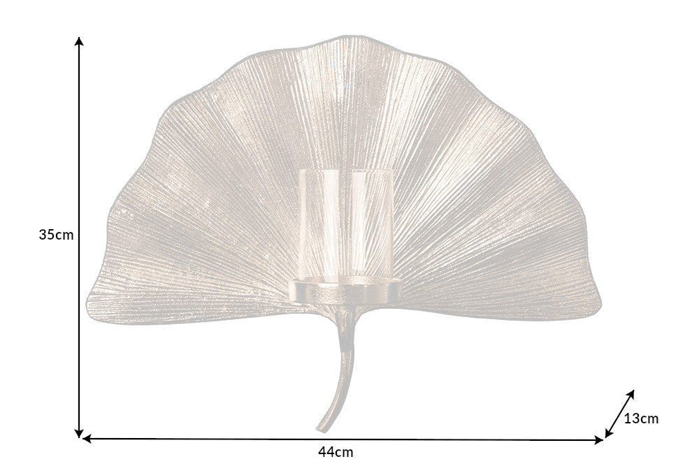 Wall decoration candleholder GINKGO silver