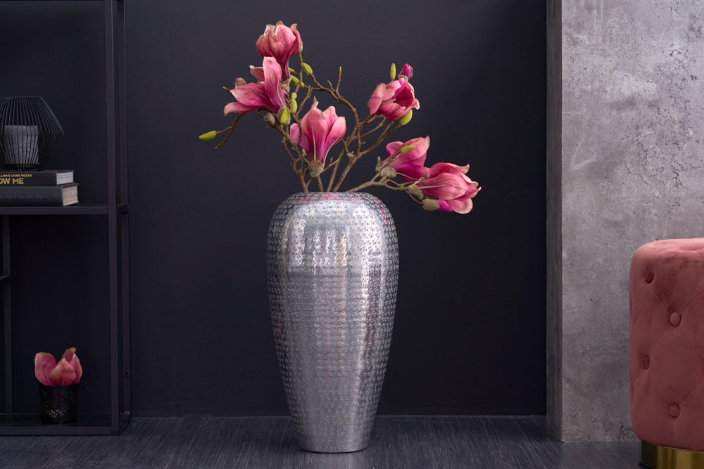 Vase ORIENTAL 50cm mit Hammerschlageffekt silber