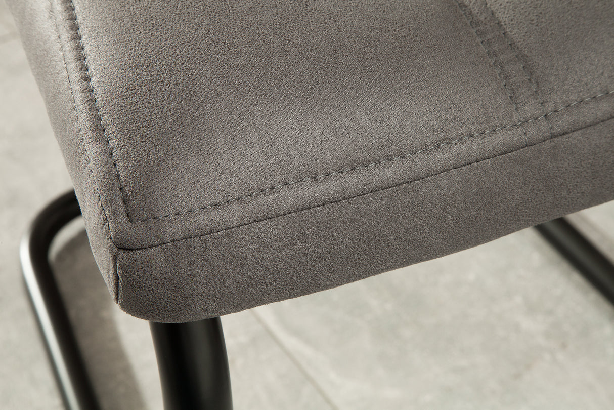 Cantilever chair MODENA microfibre grey with black iron legs