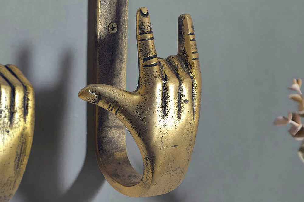 Coat hook FINGERS 20cm set of 3 brass