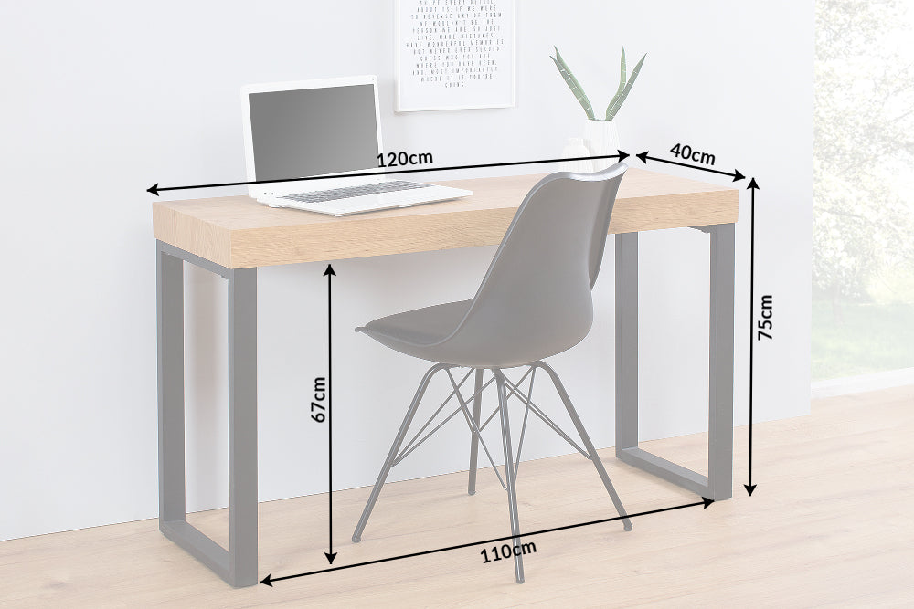 Laptop Schreibtisch OAK DESK 120cm Eiche schwarzer Rahmen