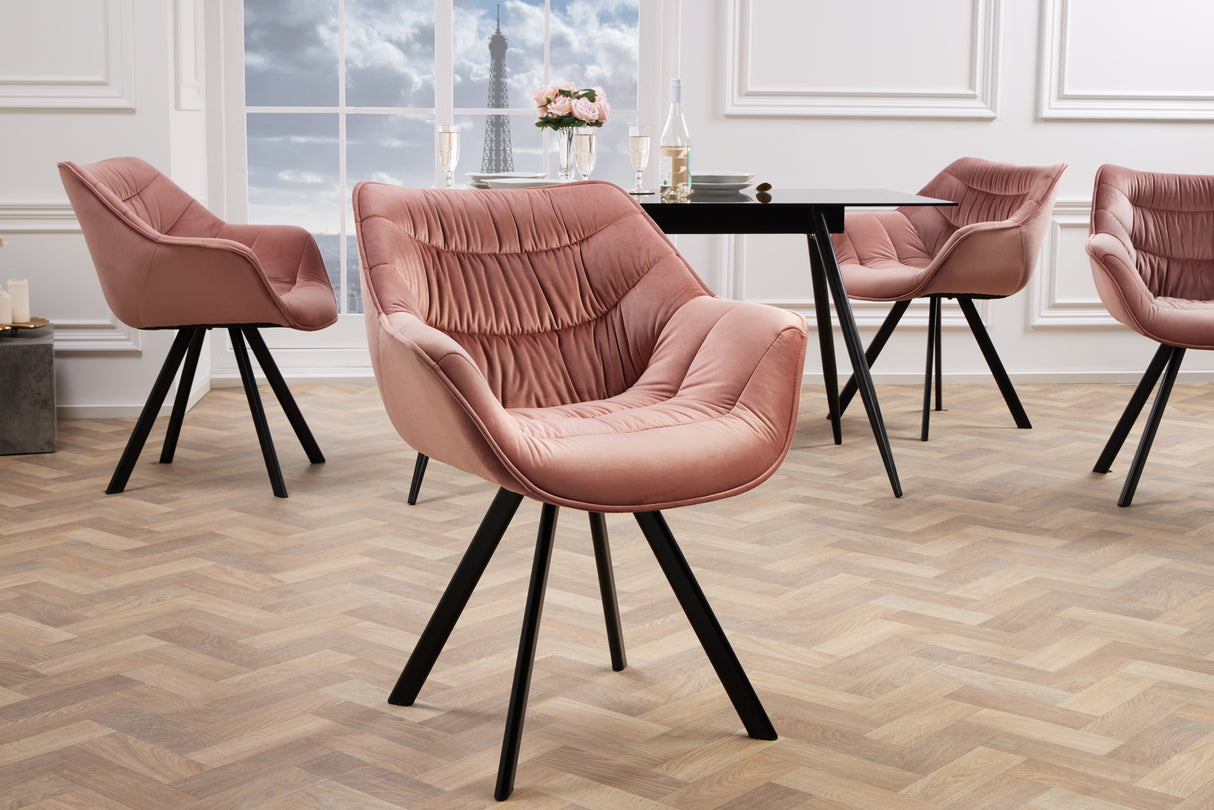 Chair THE DUTCH COMFORT w/ armrests velvet dusky pink