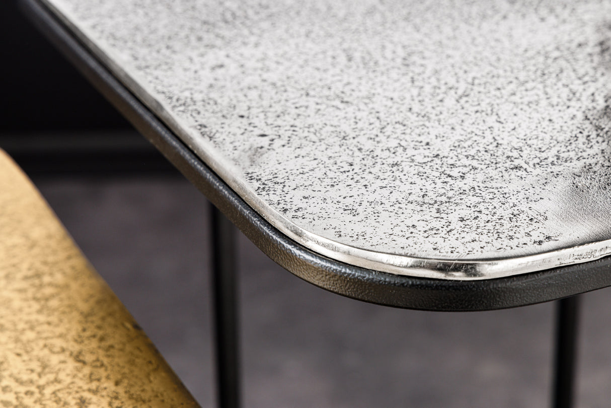 Beistelltisch ABSTRACT 2er Set 40cm gold silber schwarz Metallgestell