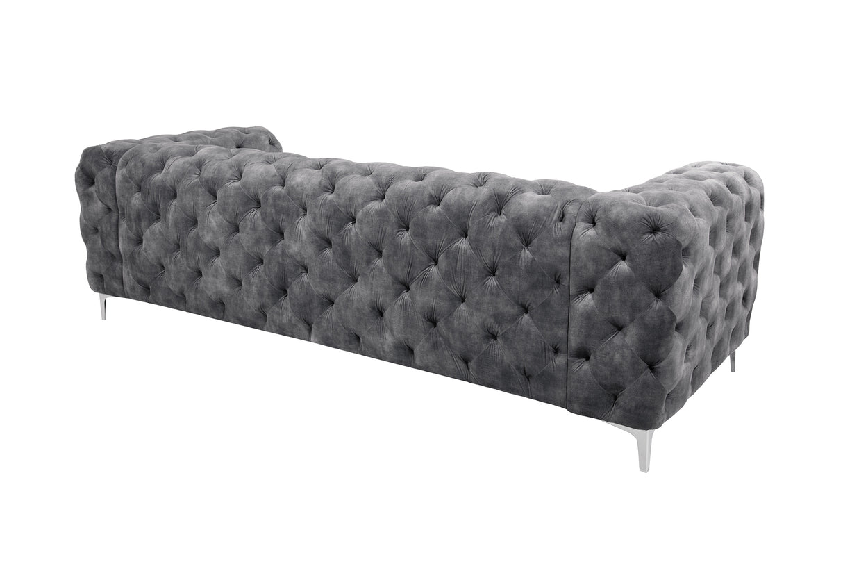 Sofa MODERN BAROCK 240cm 3-seater velvet dark grey Chesterfield look