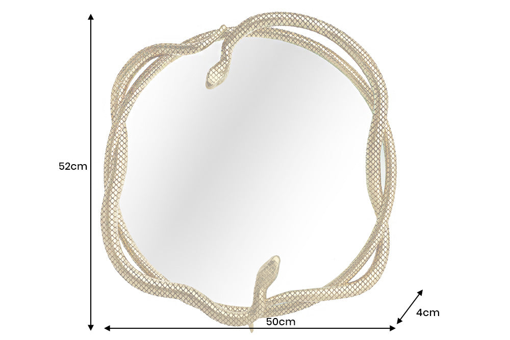 Wandspiegel SNAKE L 50cm gold mit Dekoelement in Schlangenform