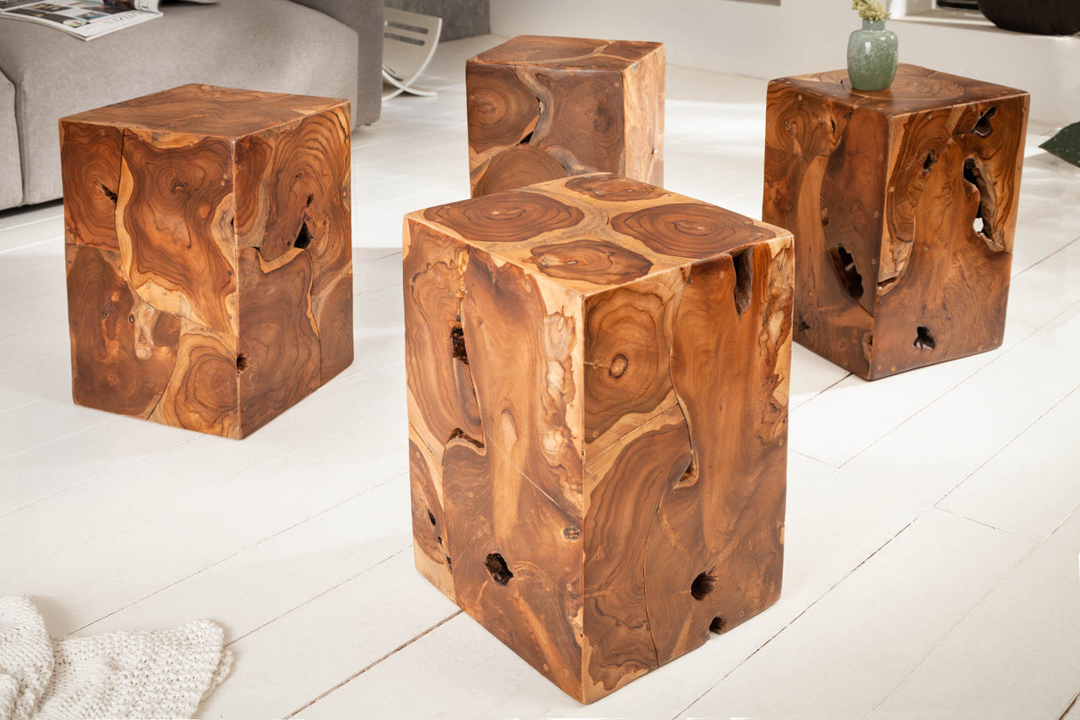 Side table stool SQUARE 30cm teak wood