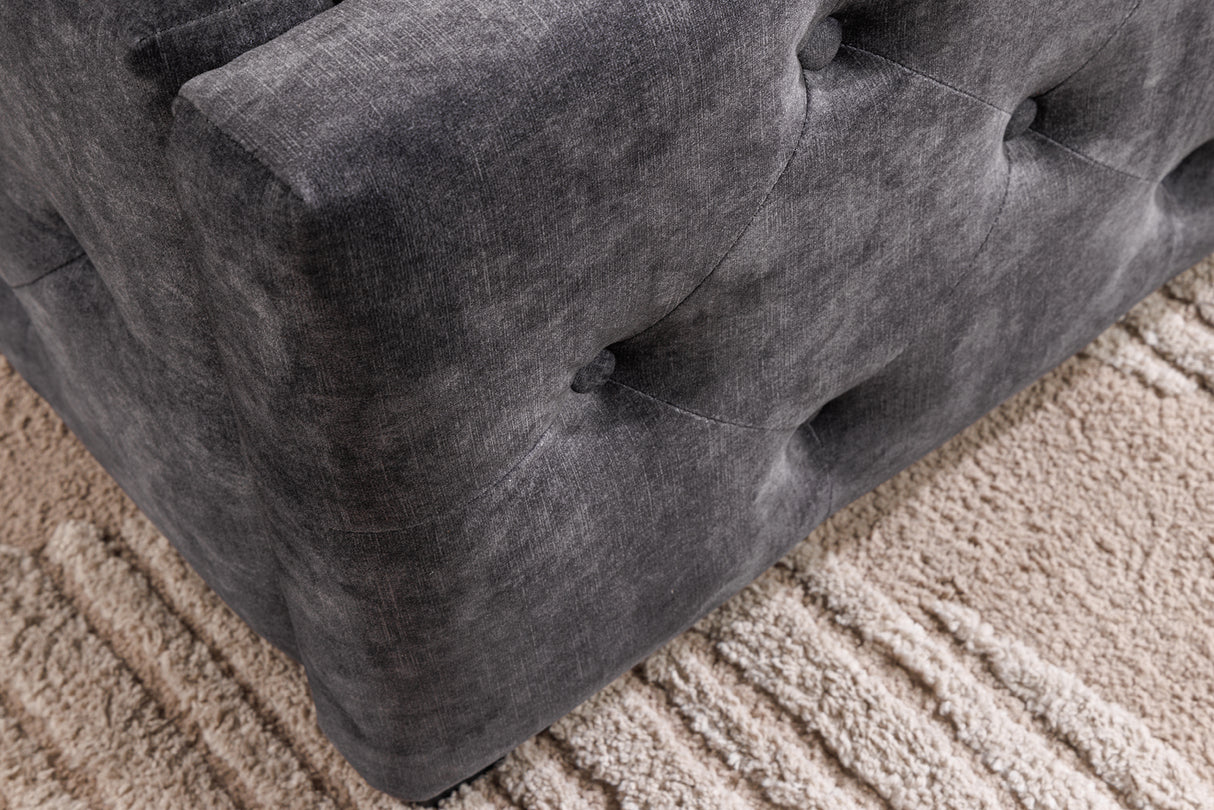 Bed PARIS 180x200cm CHESTERFIELD look velvet grey w/ storage space