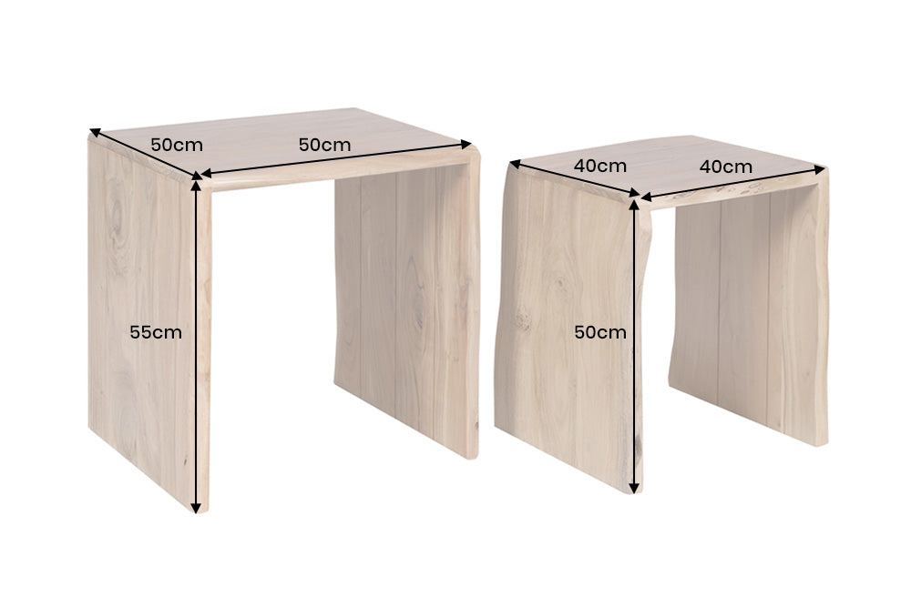 Beistelltisch MAMMUT 55cm 2er Set Akazienholz natur