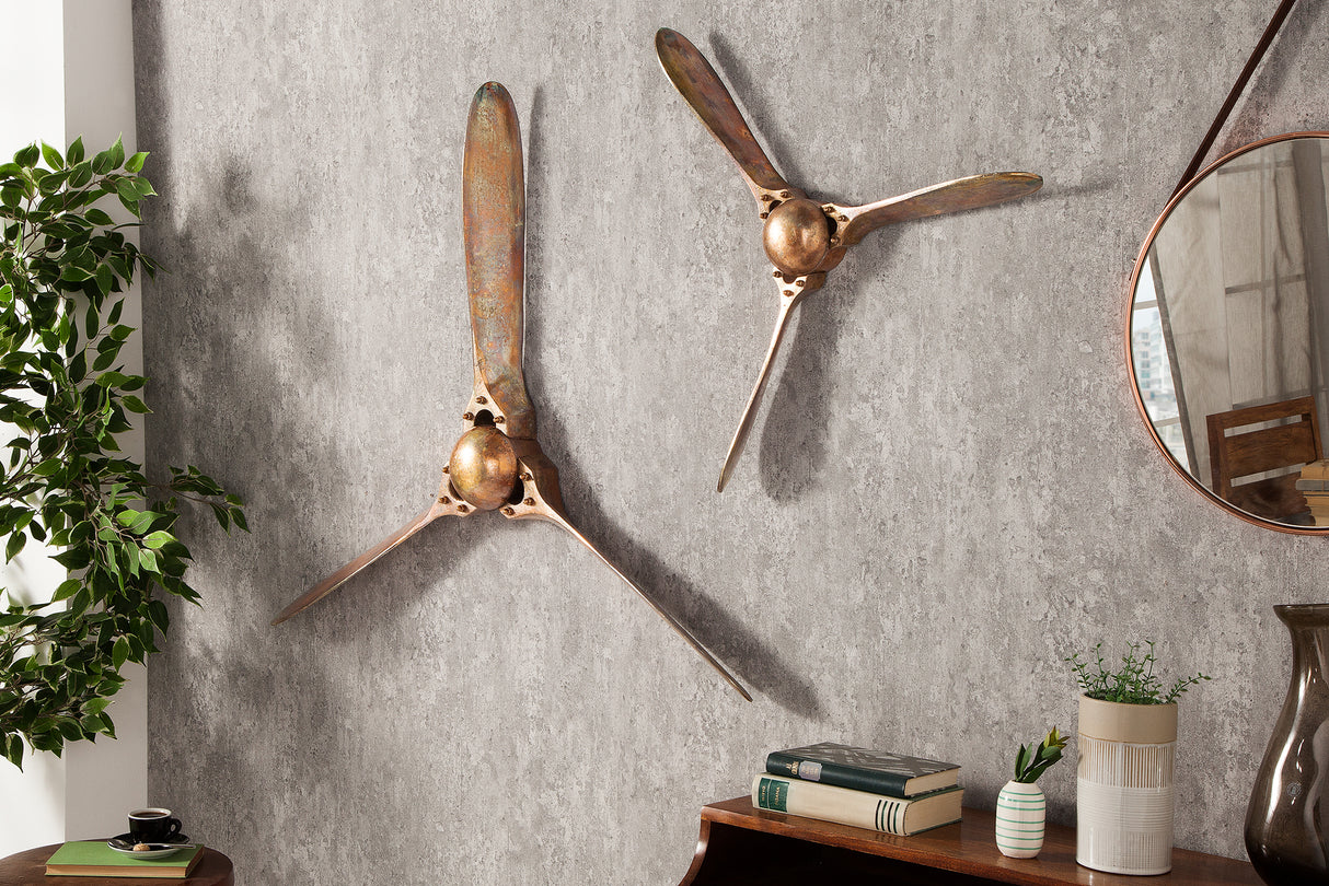 Wall decoration propeller SCREW 97cm mottled copper