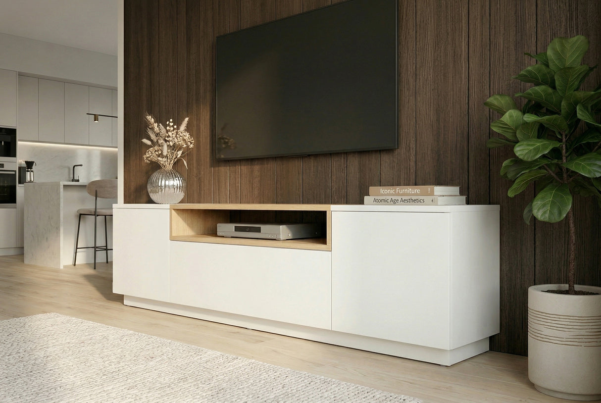 TV-Platte LOFT 160 cm weiß natur