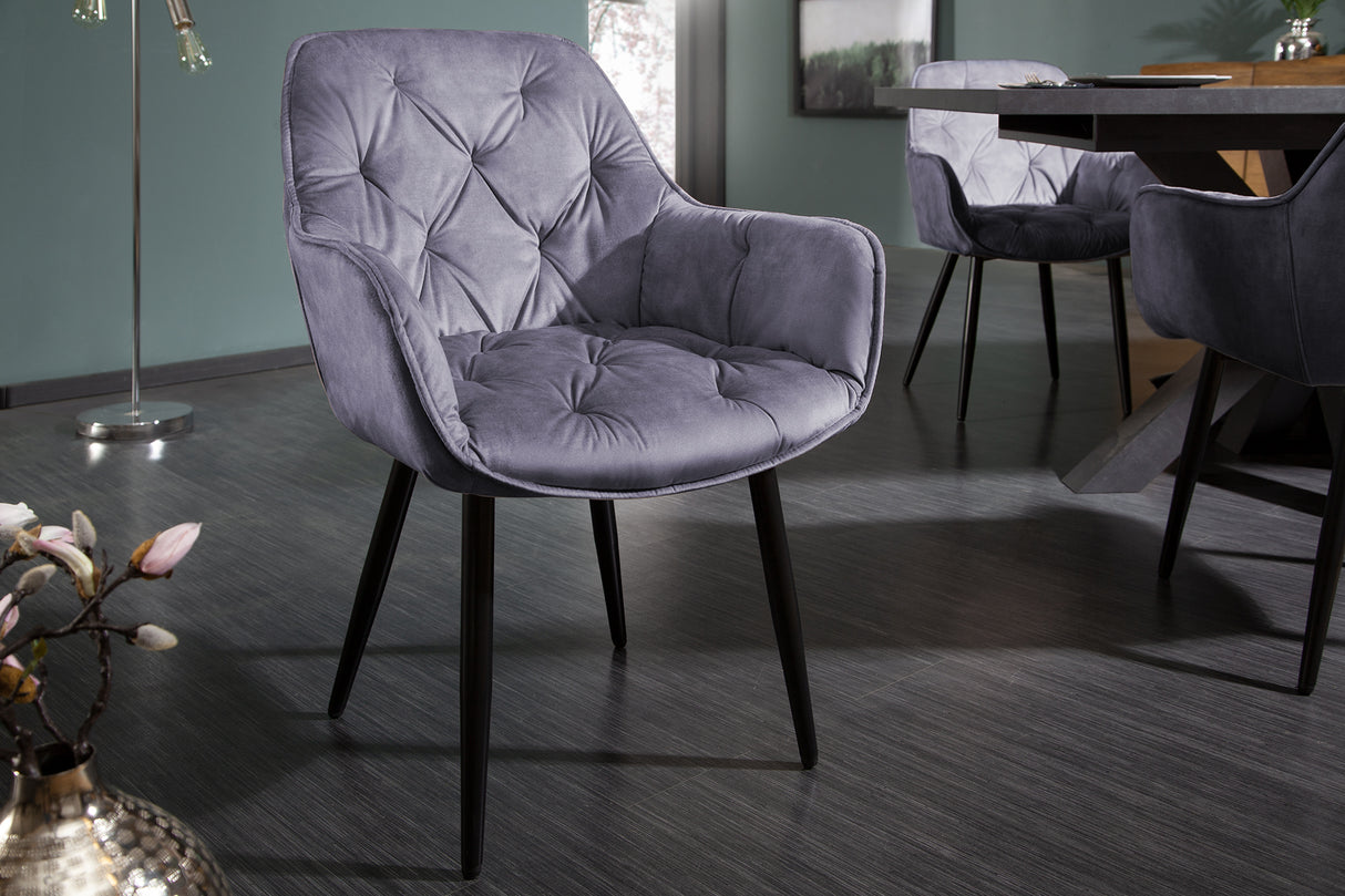 Chair MILANO with armrests velvet grey