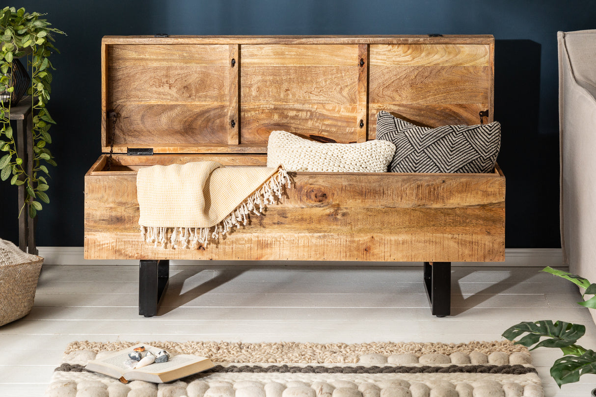 Sitzbank Garderobenständer FACTORY LOFT 115cm Mangoholz natur