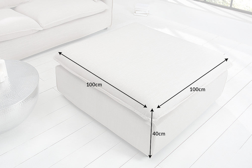 Stool HEAVEN 100cm removable cover textured fabric linen natural