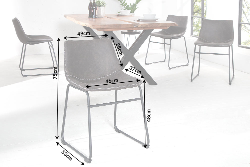 Chair DJANGO microfibre vintage grey with black iron legs