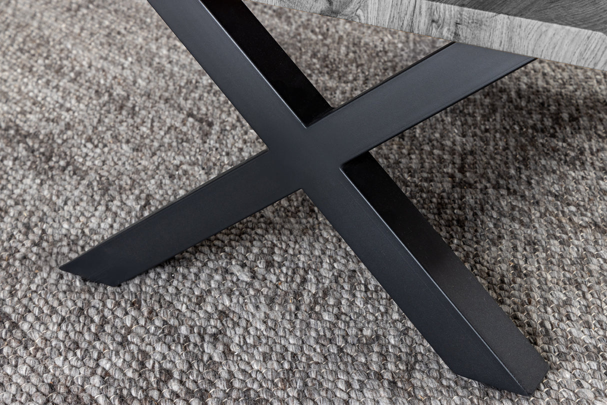 Coffee table WILD 90cm table top 30mm X-legs wild oak look grey